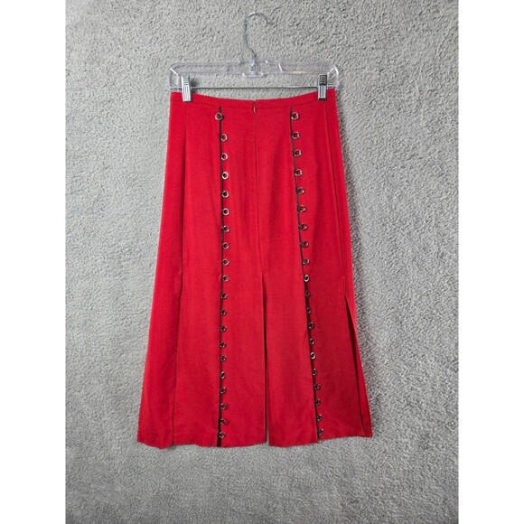 Anthropologie A-Line Skirt Beatrice B 0 (38) Red Wool Flounced Embellished - Picture 7 of 10